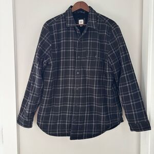 GAP Black Plaid Sherpa Lined Flannel Jacket Coat XL